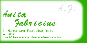 anita fabricius business card